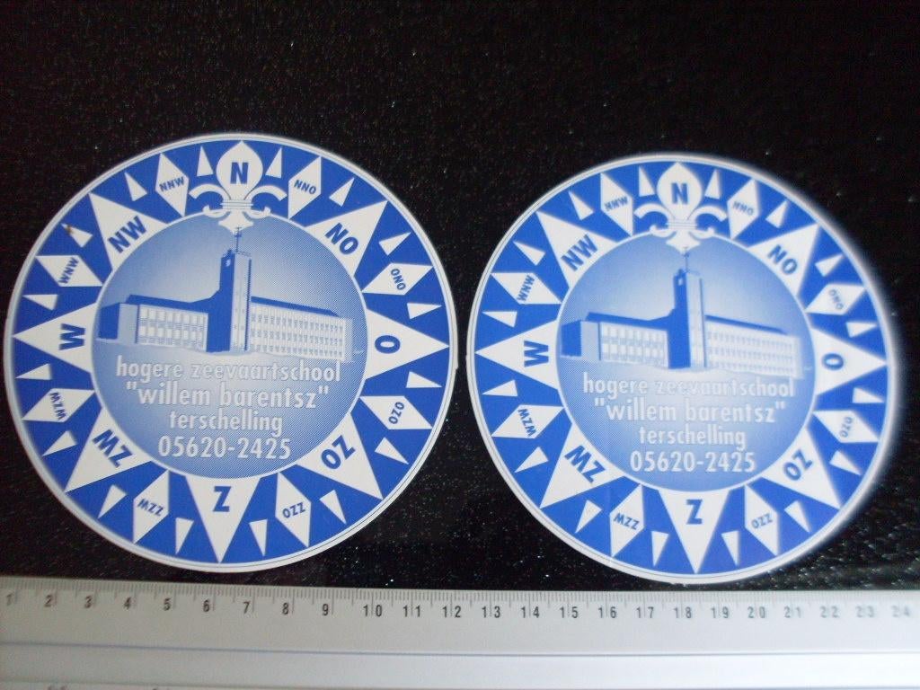 2x sticker zeevaartschool Willem Barentsz terschelling, Verzenden, Zo goed als nieuw, Bedrijf of Vereniging