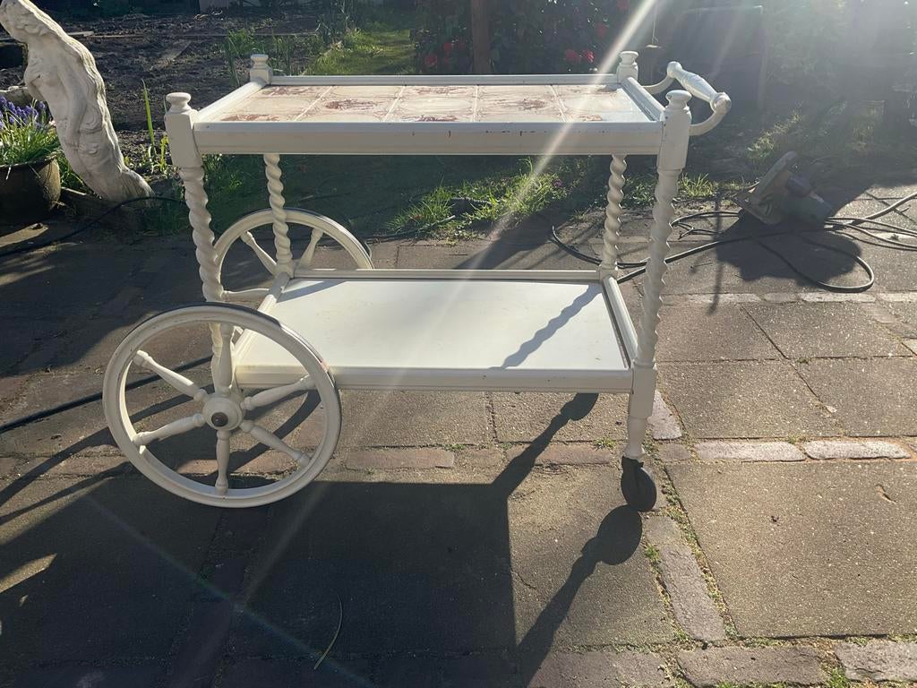 Vintage theewagen / serveerwagen met tegels, Ophalen