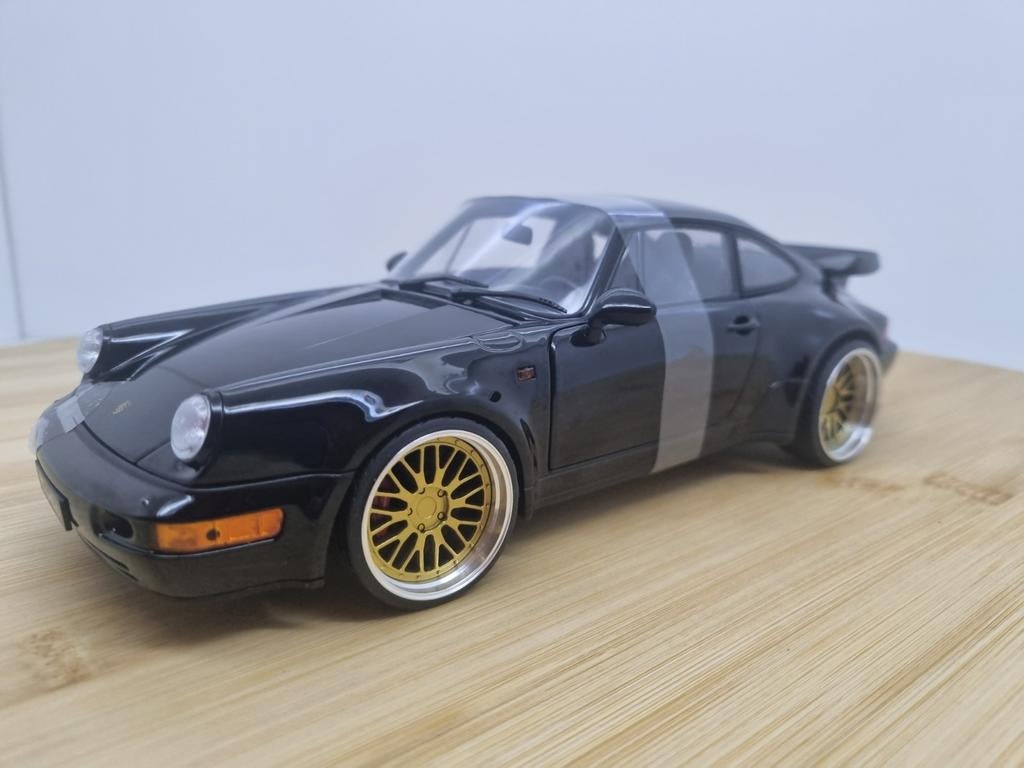Welly Porsche 911 (964) Turbo Custom BBS Wheels, Hobby en Vrije tijd, Modelauto's | 1:18, B, Auto, Ophalen of Verzenden, S