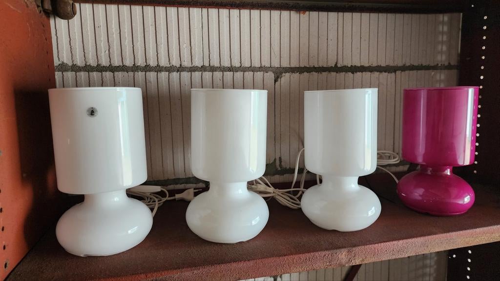 Vintage Ikea glazen mushroom lampen, Gebruikt, Vintage, Ophalen of Verzenden, Glas