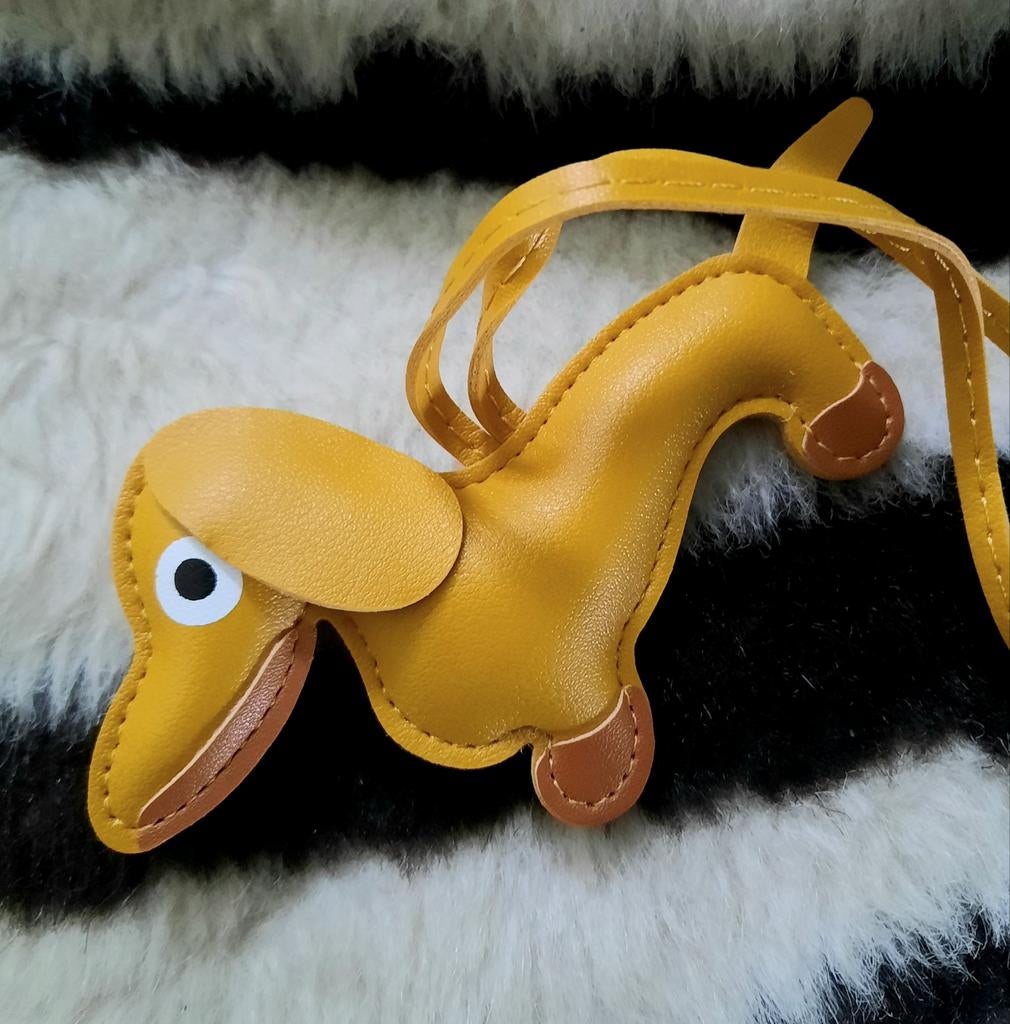 Tashanger sleutelhanger keychain leren hanger teckel hondje, Verzenden, Nieuw