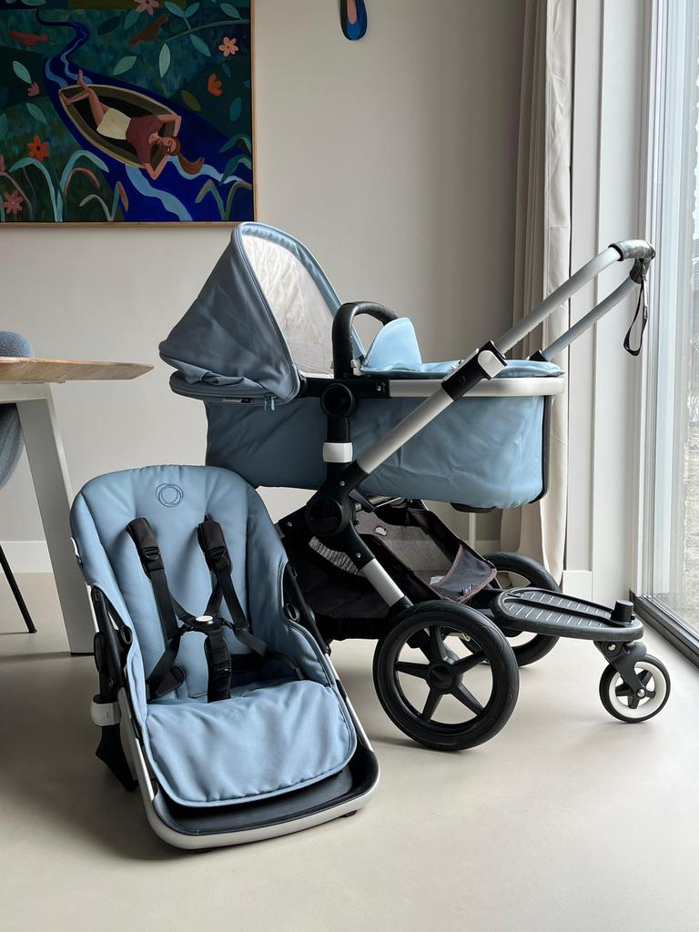 Bugaboo Fox + extra seat frame + meerijdplank, Gebruikt, Bugaboo, Verstelbare duwstang, Ophalen