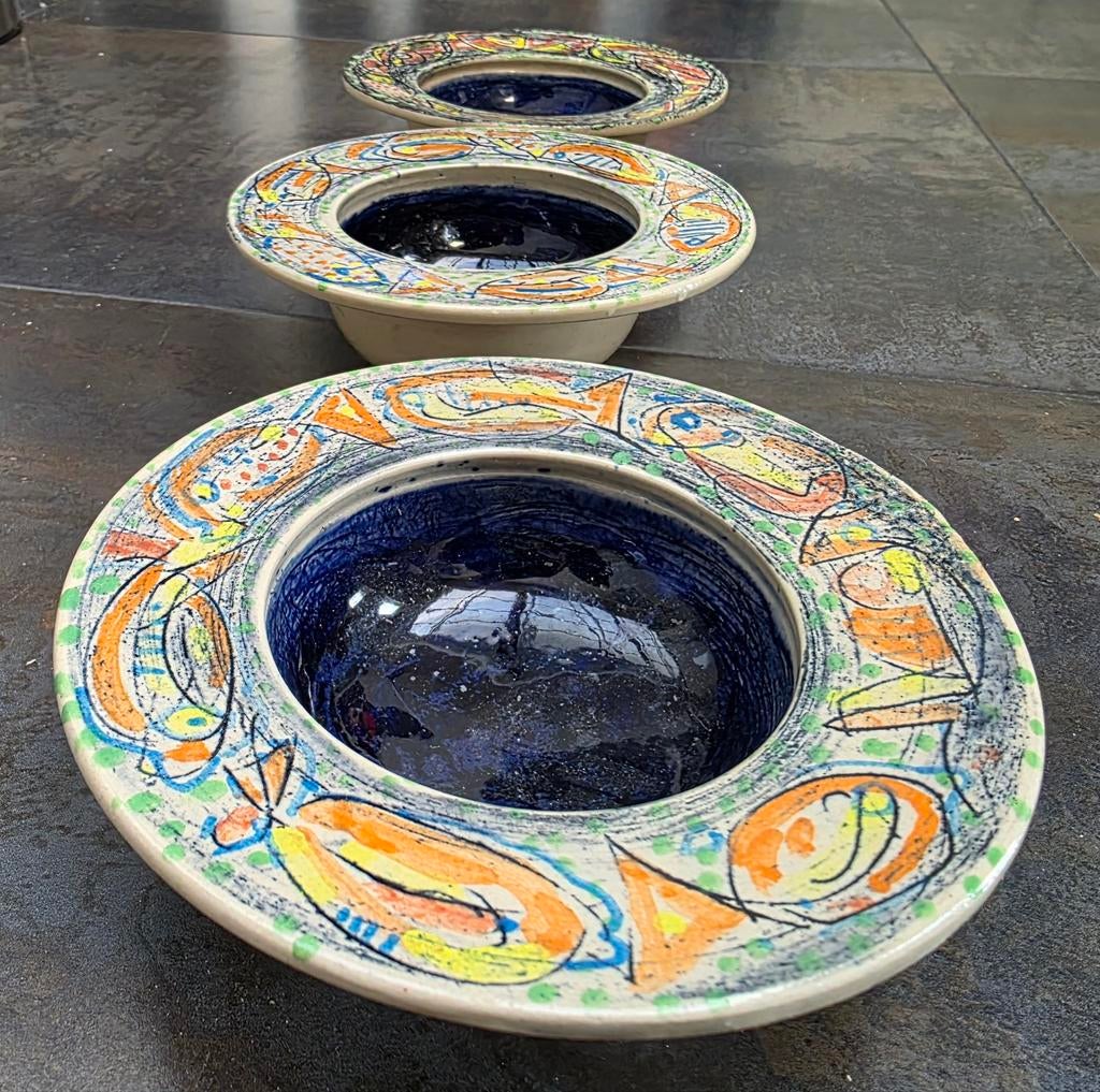 Drie keramieken kommen van Gert de Rijk, Antiek en Kunst, Ophalen