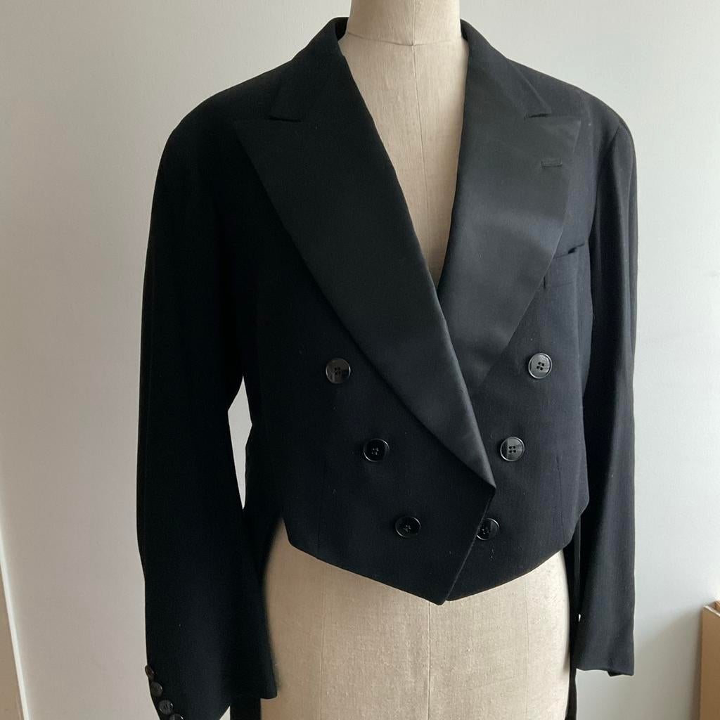 Wollen Heren rokkostuum maat 48/50 met satijnen revers, Kleding | Heren, Kostuums en Colberts, Ophalen of Verzenden, Gedragen