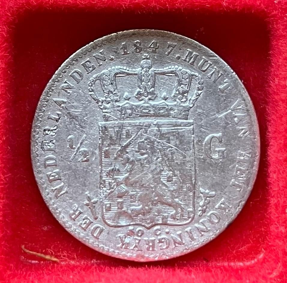 ZIE OMSCHRIJVING halve gulden Willem II en Willem III, Postzegels en Munten, Munten | Nederland, Ophalen, ½ gulden, Koning Willem III