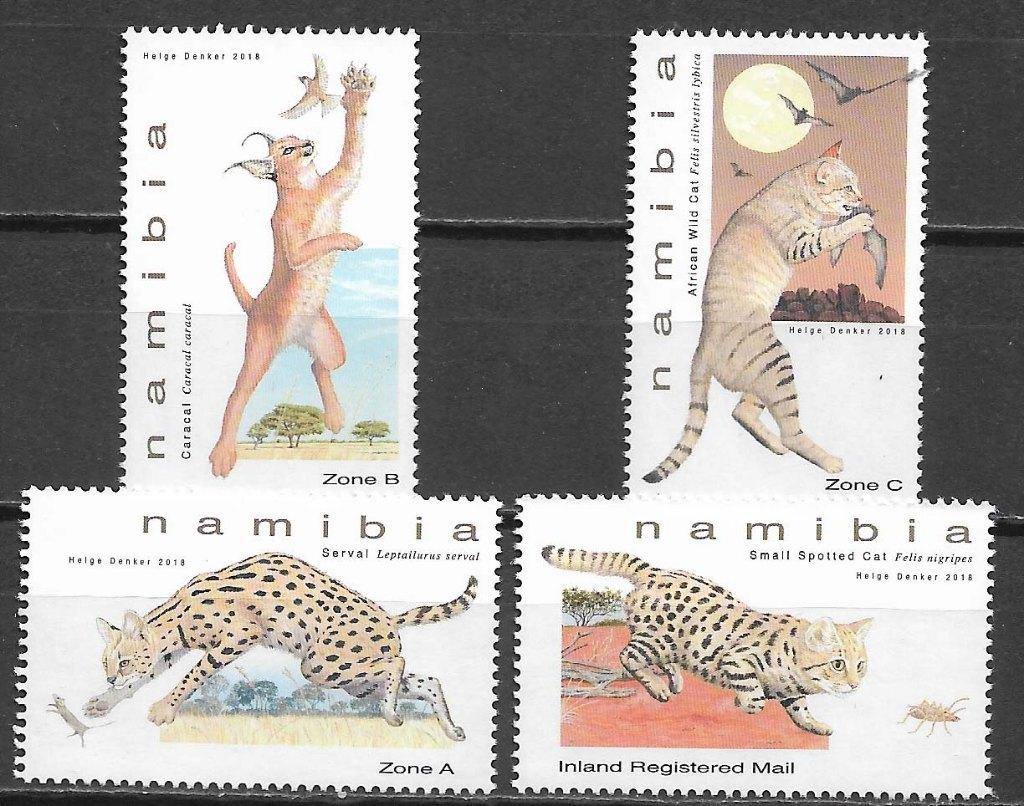 Namibie 2018 Kleine katachtigen serval caracal postfris, Verzenden, Overige landen, Postfris