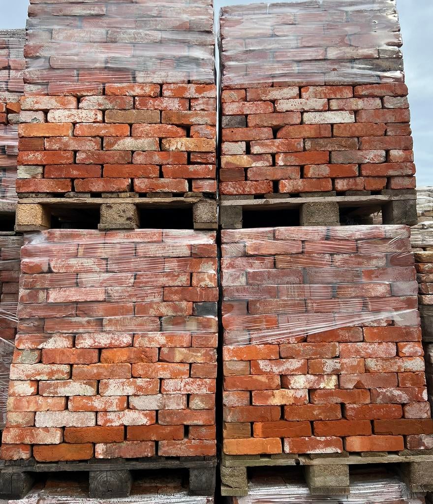 Oude oranje rode Groninger gladde steen ca 21 x 5.5cm 300M2!, Ophalen of Verzenden, Gebruikt, Bakstenen
