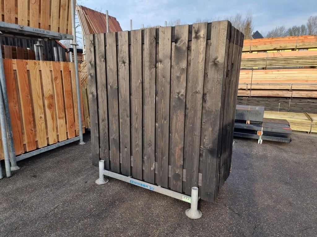 Zwart geïmpregneerd tuinscherm gladgeschaafd 21 planks!, Ophalen, 150 tot 200 cm, Nieuw, 150 tot 200 cm
