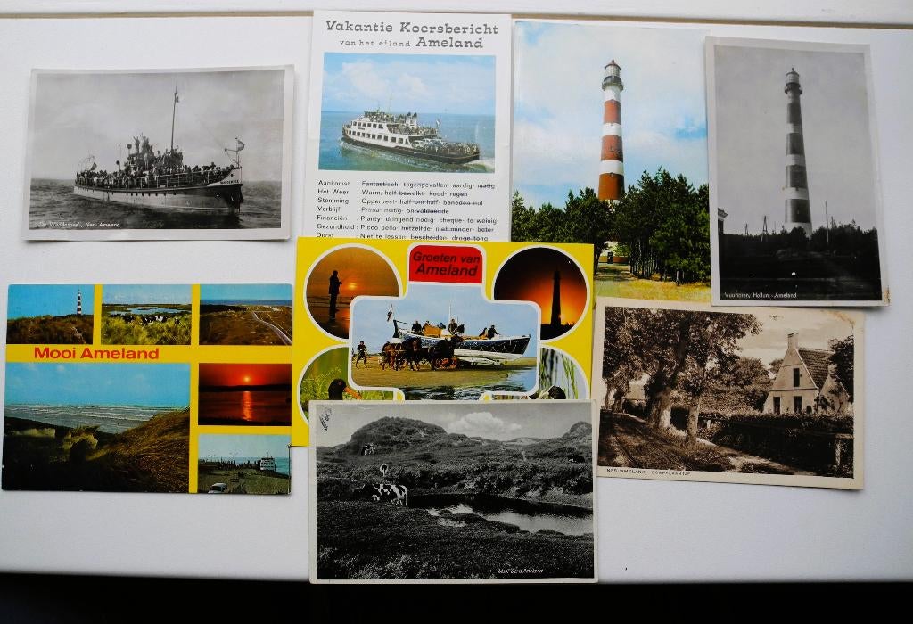 35 Ansichtkaarten Vlieland Texel Ameland Terschelling Wadden, Ophalen of Verzenden, Waddeneilanden