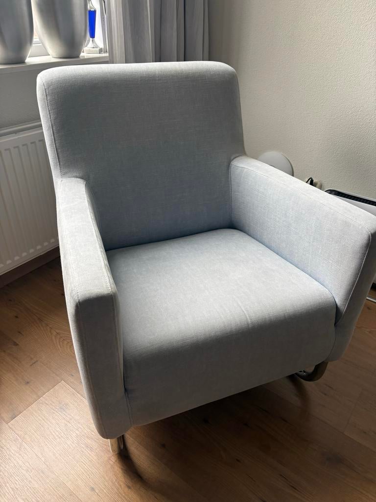 Stijlvolle fauteuil met stoffen bekleding, Ophalen, Gebruikt, Minder dan 75 cm, 75 tot 100 cm