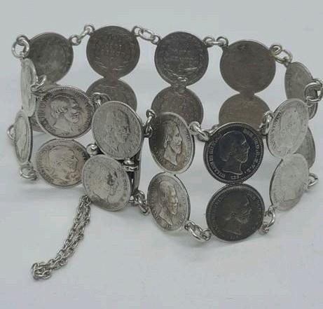 Zilveren Stuiver Armband Koning Willem 3, Sieraden, Tassen en Uiterlijk, Ophalen of Verzenden, Zilver, Zilver