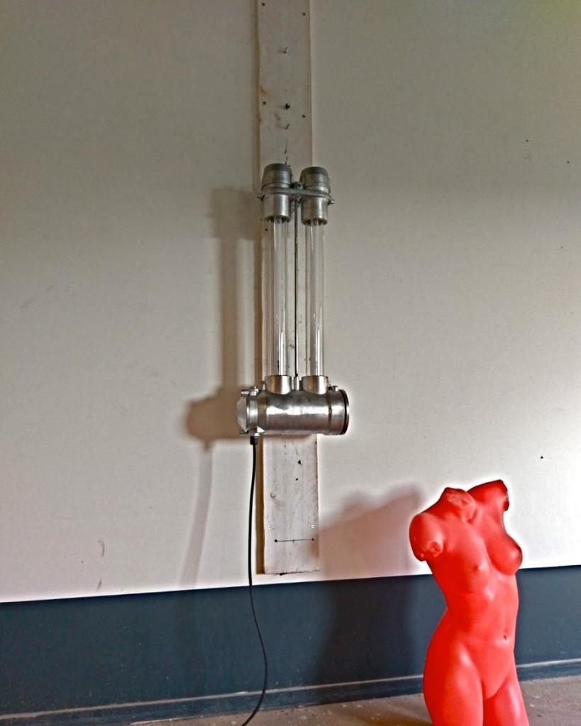 Industriële lamp, bunkerlamp, dimbaar led en 2 jaar garantie, Huis en Inrichting, Ophalen, Gebruikt, Glas, 75 cm of meer