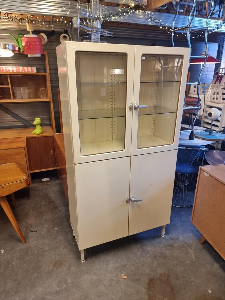 Vintage vitrinekast buffetkast jaren 50 60 industrieel, Ophalen, Gebruikt, ,, ,