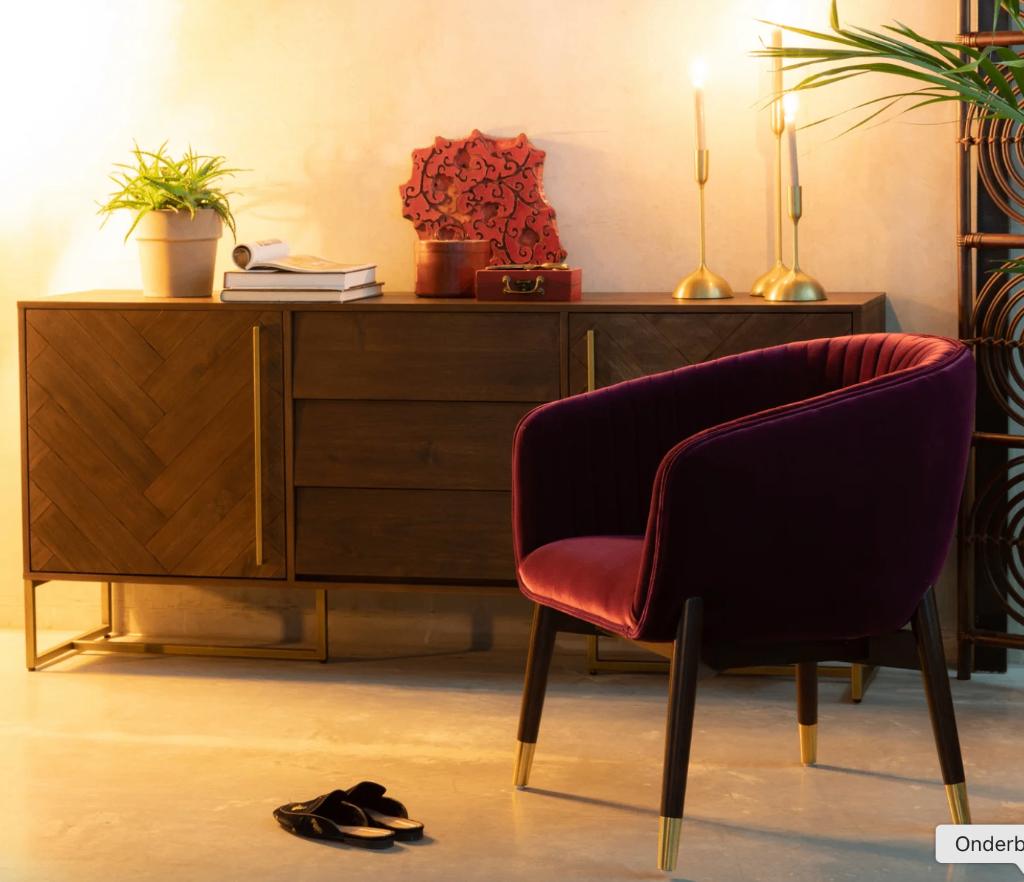 Dutchbone Class Dressoir Donkerbruin | Van €1599, nu, Kunststof, Dutchbone, 150 tot 200 cm, Nieuw