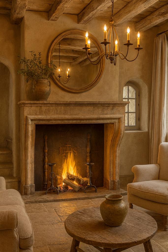 Franse kasteel, landhuis, schouw marmer Kalksteen zandsteen, Verzenden, Zo goed als nieuw, Vrijstaande haard, Elektrische haard