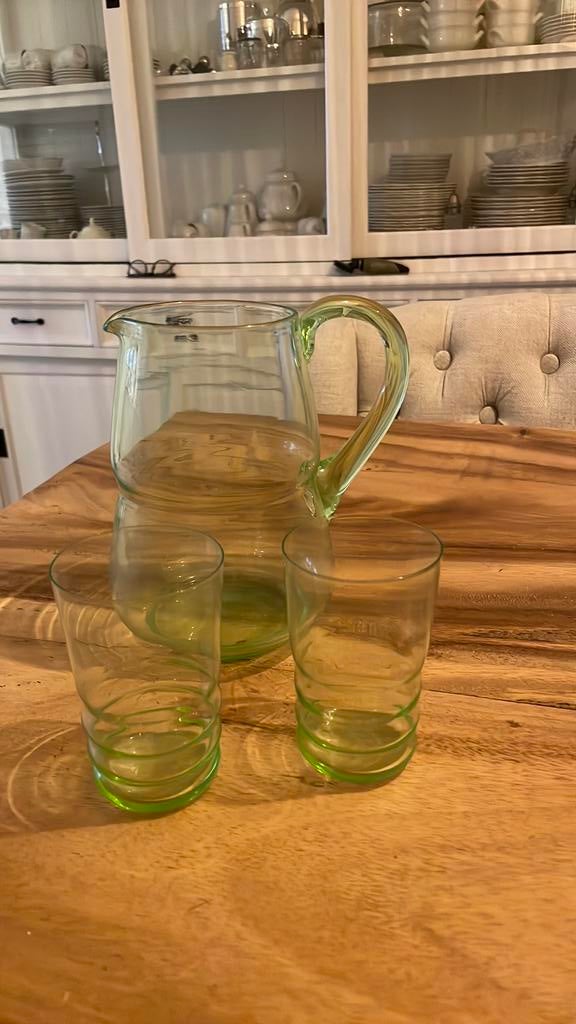 Waterkan en glazen brocante, Ophalen of Verzenden, Zo goed als nieuw, Overige typen