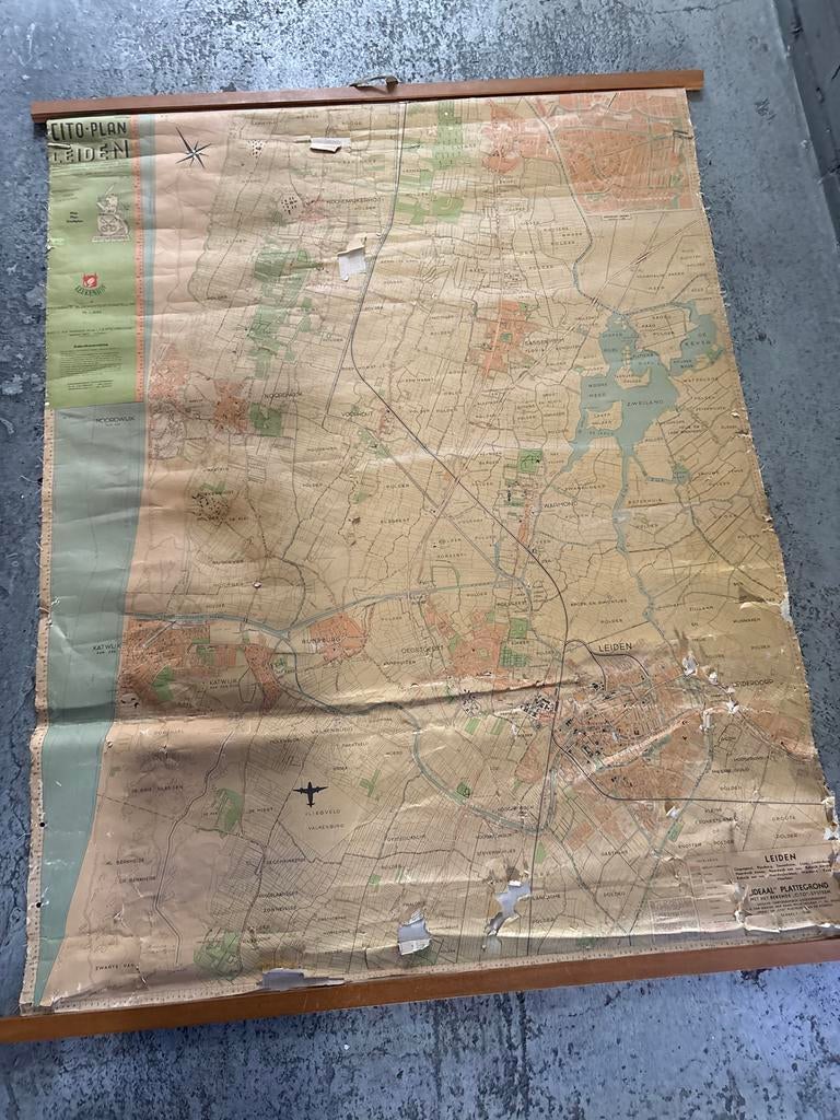 Oude CITO-Plan Leiden Wandkaart, Ophalen of Verzenden, Aardrijkskunde