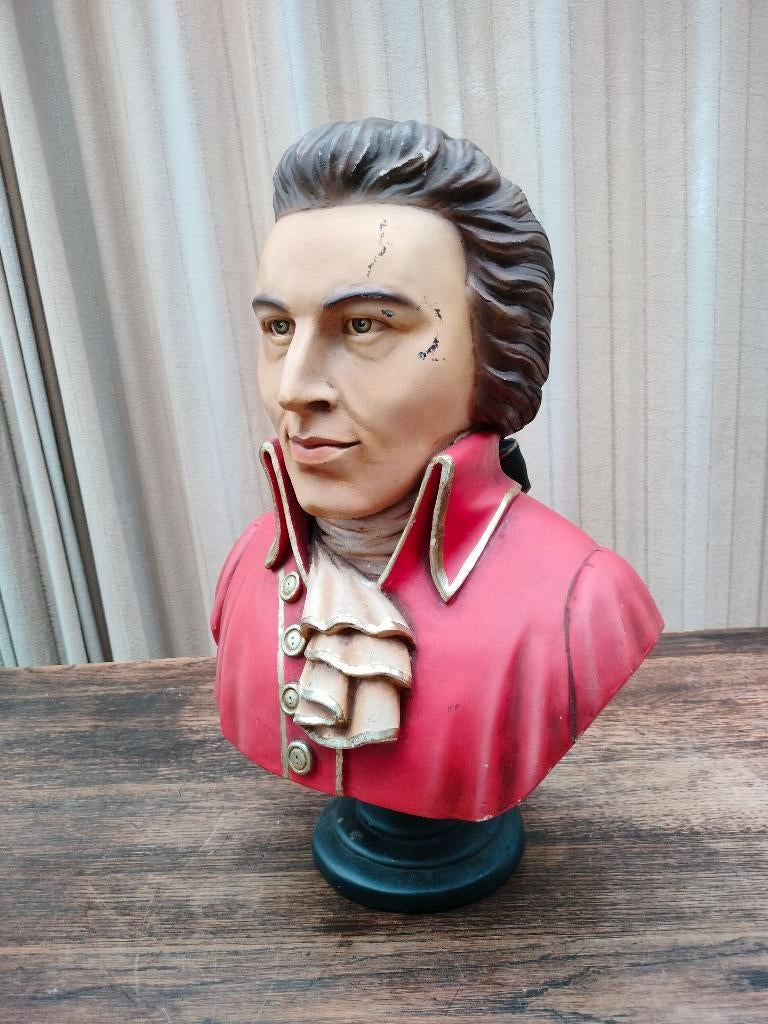 Buste Mozart. Geschilderd. Hoogte 51 cm., Antiek en Kunst, Ophalen