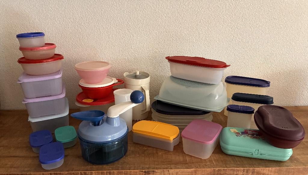 Pakket Tupperware; alles los te koop. Zie FOTO's., Ophalen of Verzenden, Gebruikt, Geel, Overige typen
