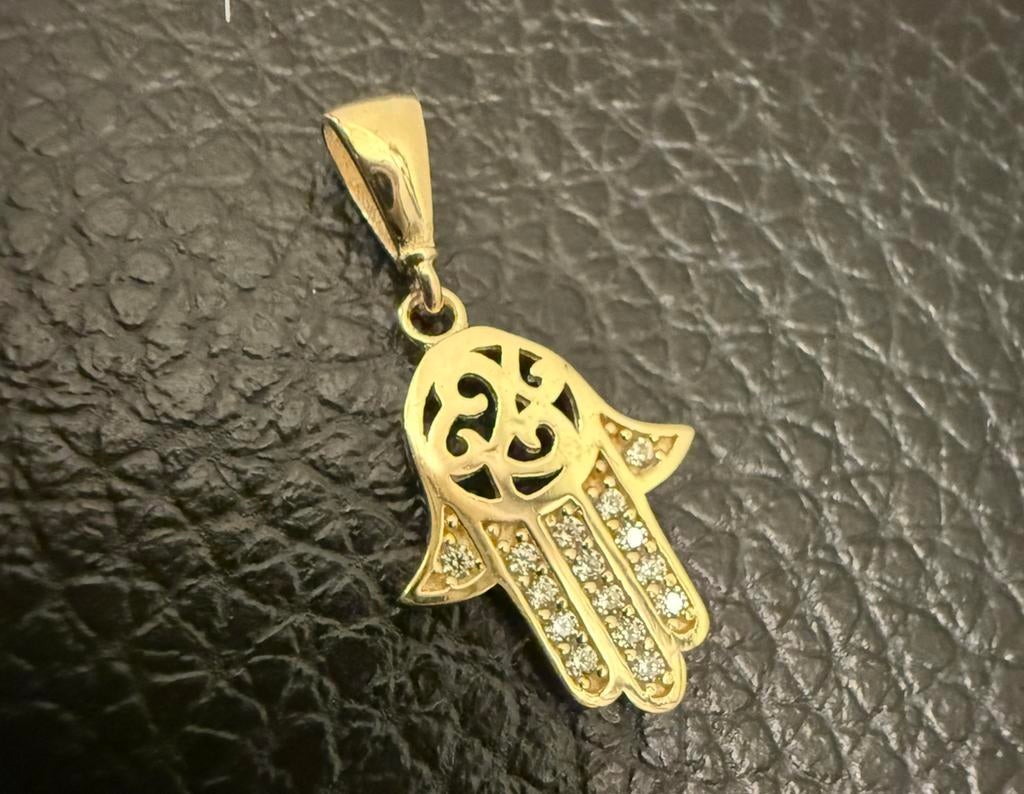 Prachtige 14 karaats gouden fatima hand hanger, Ophalen of Verzenden, Nieuw, Goud, Goud