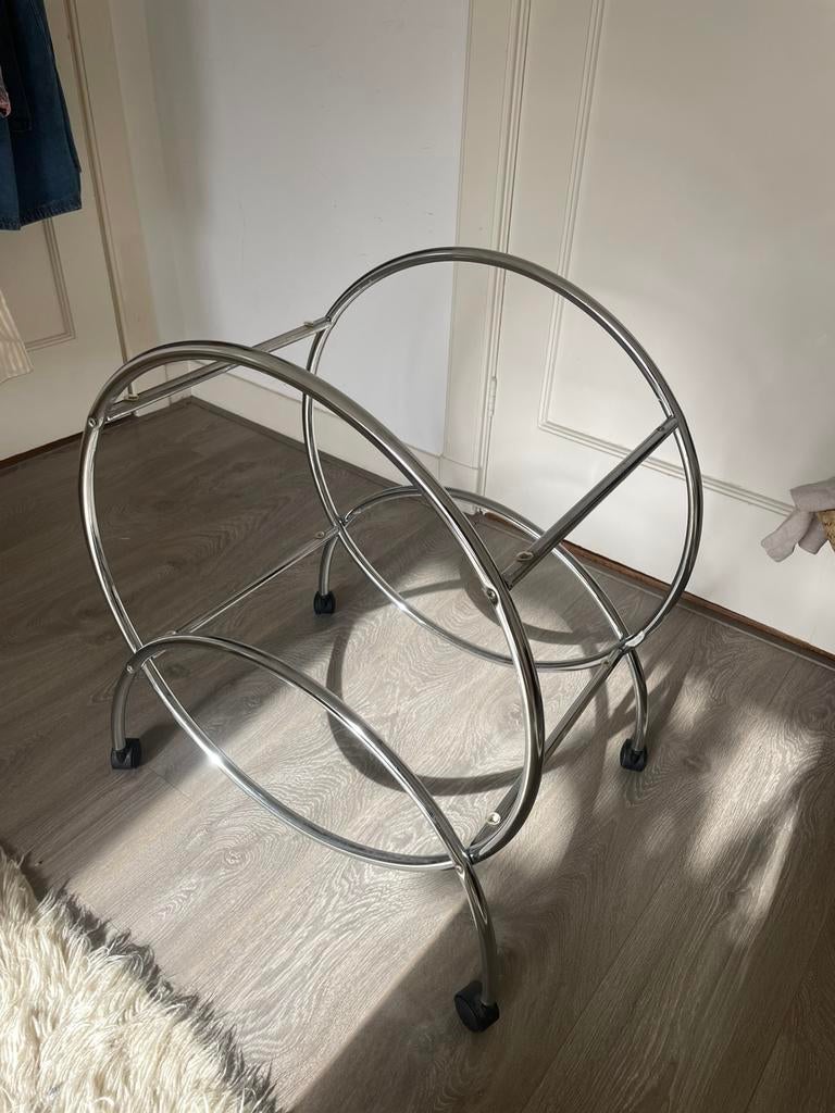 Vintage chroom bijzettafel, Minder dan 55 cm, Zo goed als nieuw, Rechthoekig, Ophalen