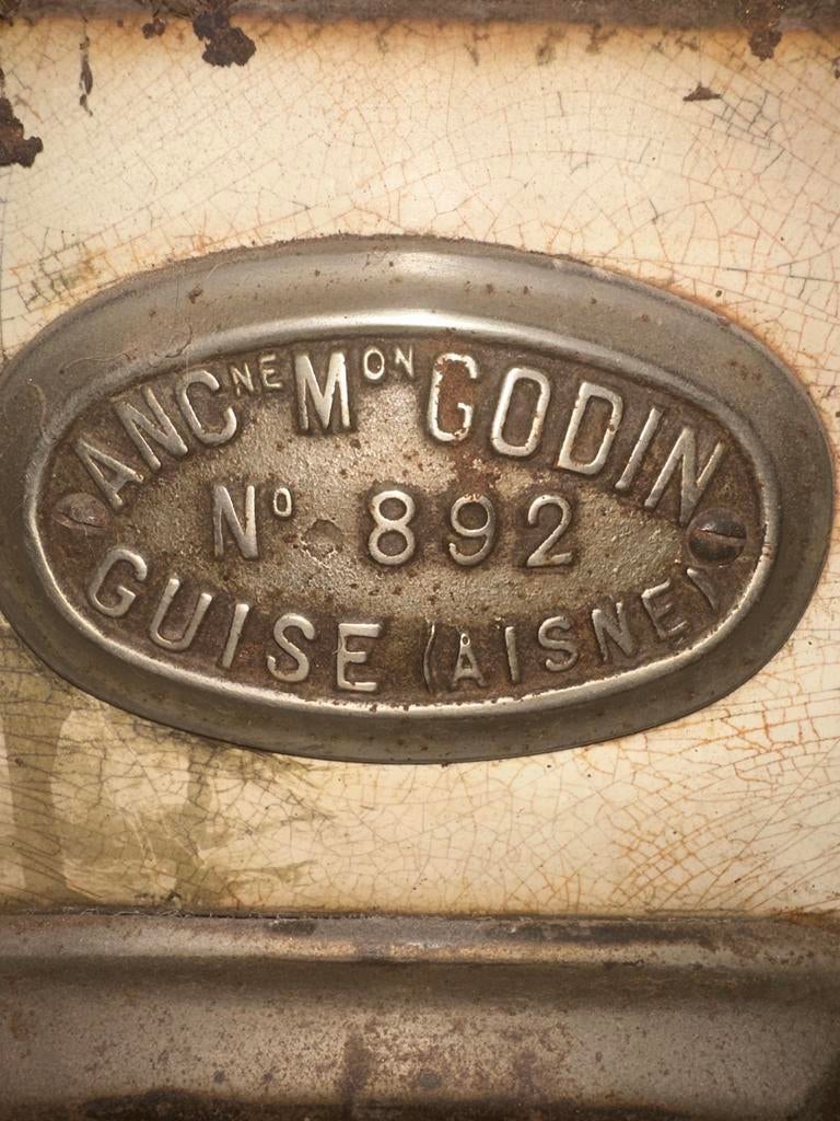 Antiek gietijzer Godin fornuis, Gebruikt, Houtkachel, Ophalen of Verzenden, Vrijstaand