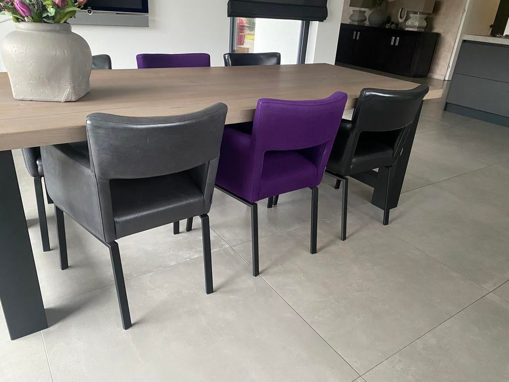 6 Eetkamerarmstoelen Merk Faucoult, Ophalen, Zwart