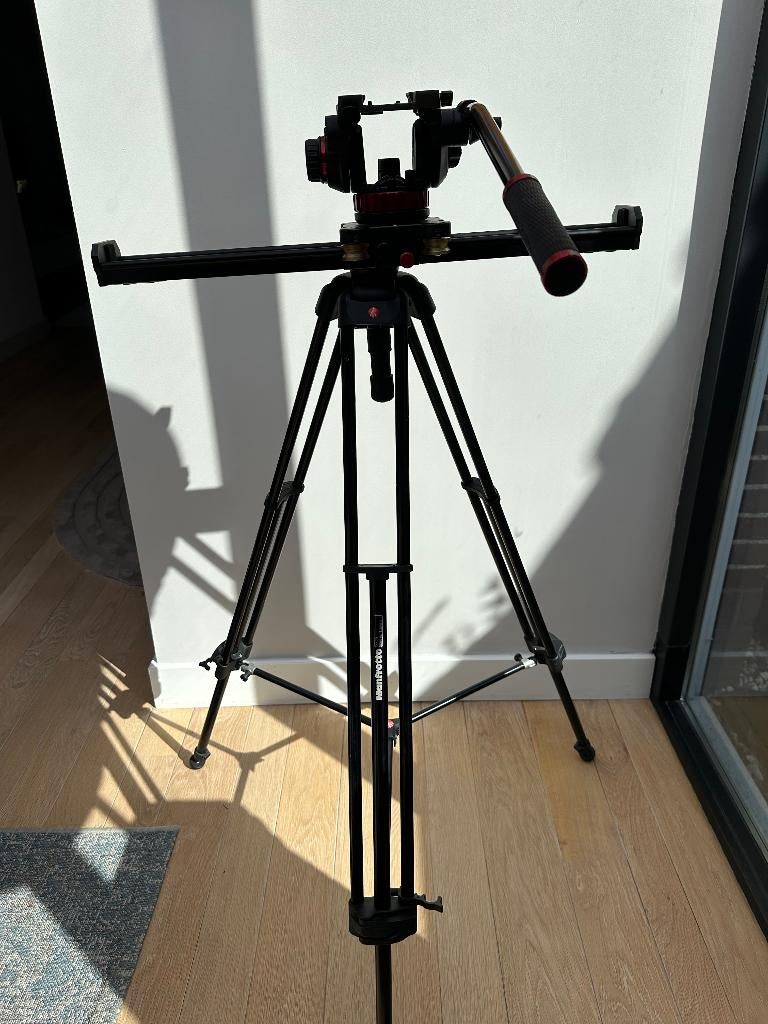Manfrotto statief incl slider en bridge, Audio, Tv en Foto, Zo goed als nieuw, 175 cm of meer, Met balhoofd, Ophalen of Verzenden
