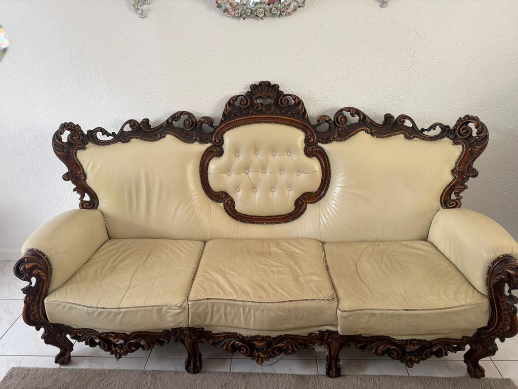 Barok bankstel met 2 stoelen, Ophalen, Gebruikt, Driepersoons, 75 tot 100 cm