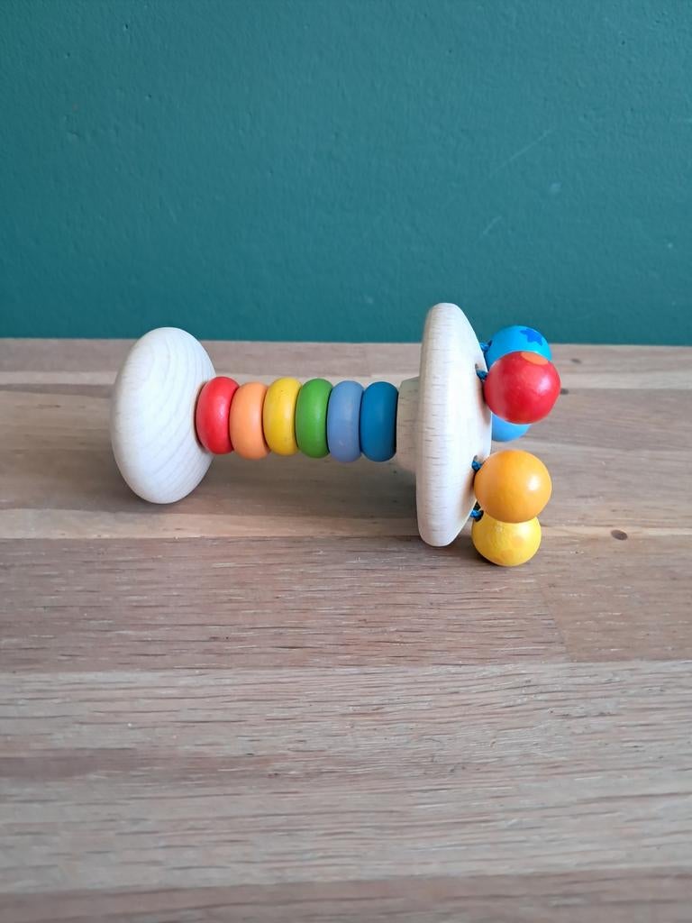 De Groene Merel Heimess rammelaar grijpspeeltje regenboog, Ophalen of Verzenden