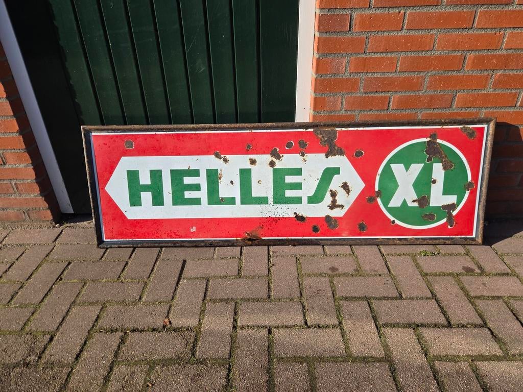 Emaille helles bord, Verzamelen, Biermerken, Ophalen of Verzenden, Reclamebord, Plaat of Schild, Overige merken