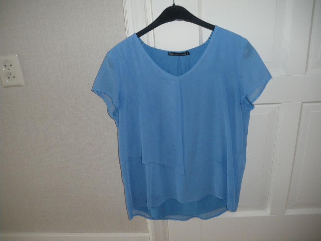 mooie blauwe zomer blouse merk donna dura maat smal, Kleding | Dames, Blauw, Ophalen of Verzenden, Zo goed als nieuw, Korte mouw