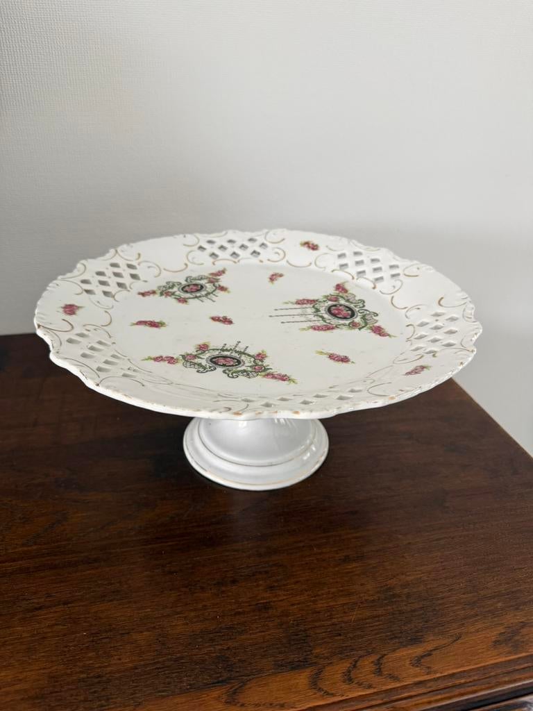 Klassieke vlaai taart schotel op voet, Ophalen of Verzenden, Zo goed als nieuw