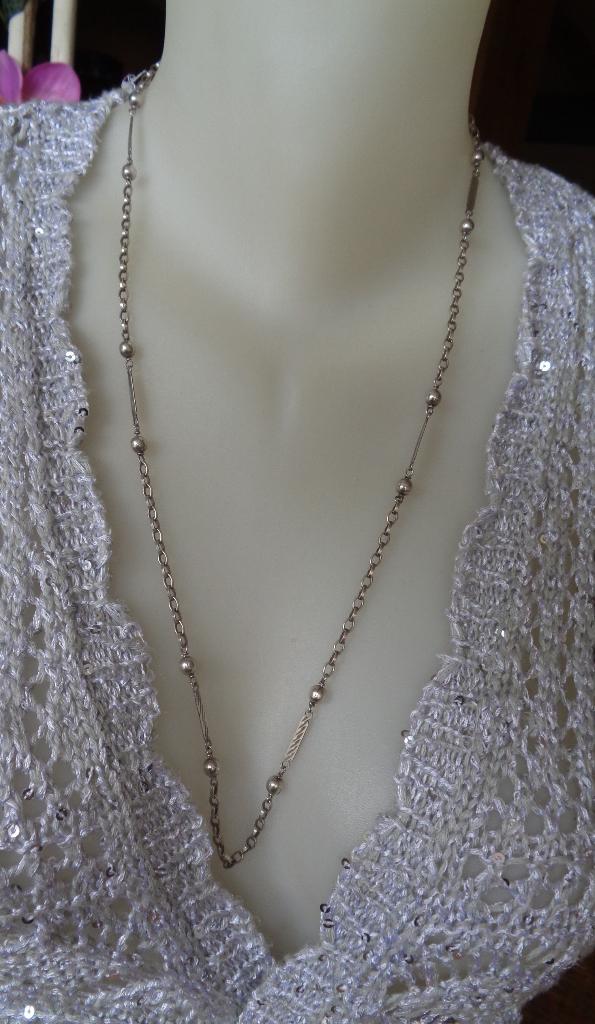 zilveren lange sier ketting [519], Verzenden, Zo goed als nieuw, Zilver, Zilver