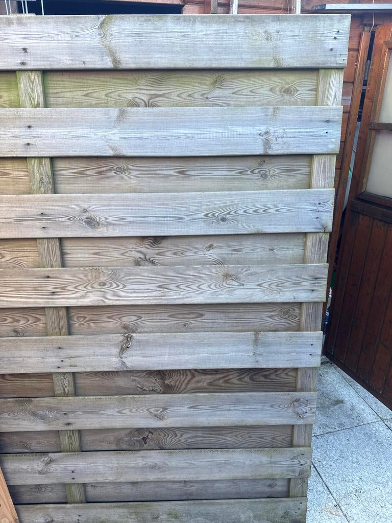 5 houten schuttingen 180x180 cm, Tuin en Terras, Schuttingen, Gebruikt, Hout, 1 tot 2 meter, 6 meter of meer, Ophalen
