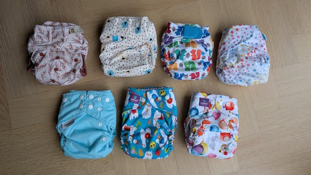 7 diverse merken alles-in-één luiers en pocket luiers!, Ophalen of Verzenden, Zo goed als nieuw, Jongetje of Meisje