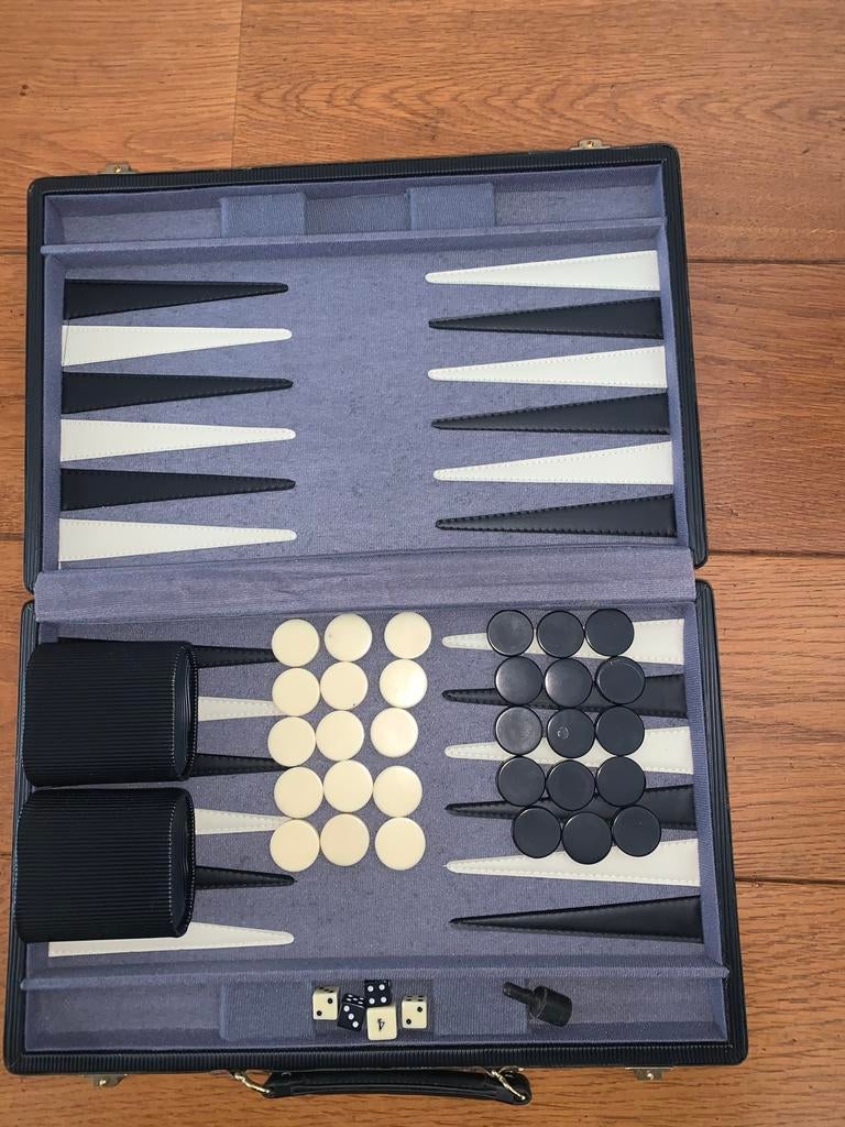 Vintage Backgammon Reisspel in Koffer - Compleet, Een of twee spelers, Ophalen of Verzenden, Gebruikt, Reisspel