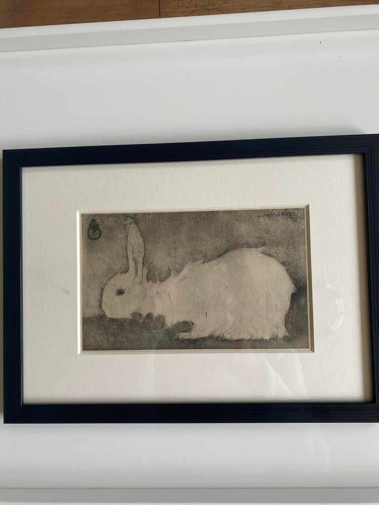 Jan Mankes - Wit konijntje - Originele Heliogravure 1923, Antiek en Kunst, Kunst | Etsen en Gravures, Overige technieken, Ophalen of Verzenden