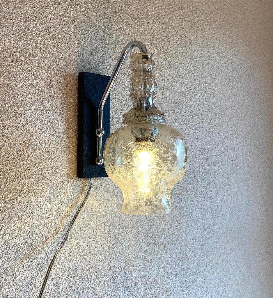 Vintage wandlampje met glazen kapje, Ophalen of Verzenden, Huis en Inrichting