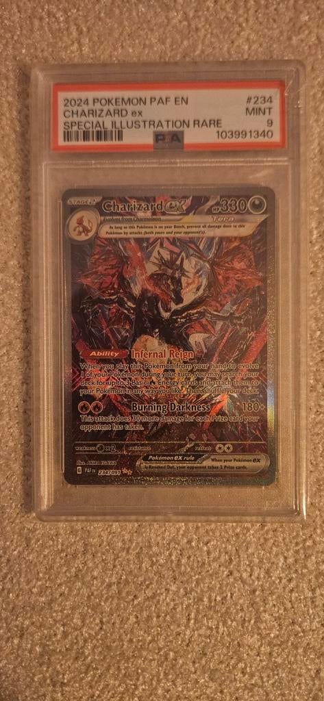 Charizard ex Special Illustration Rare PSA 9 Mint, Ophalen of Verzenden, Zo goed als nieuw, Losse kaart