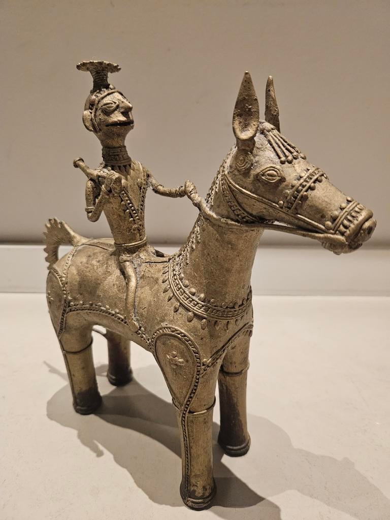 Bastar tribale kunst Dhorka messing paard en ruiter, Ophalen of Verzenden, Nieuw