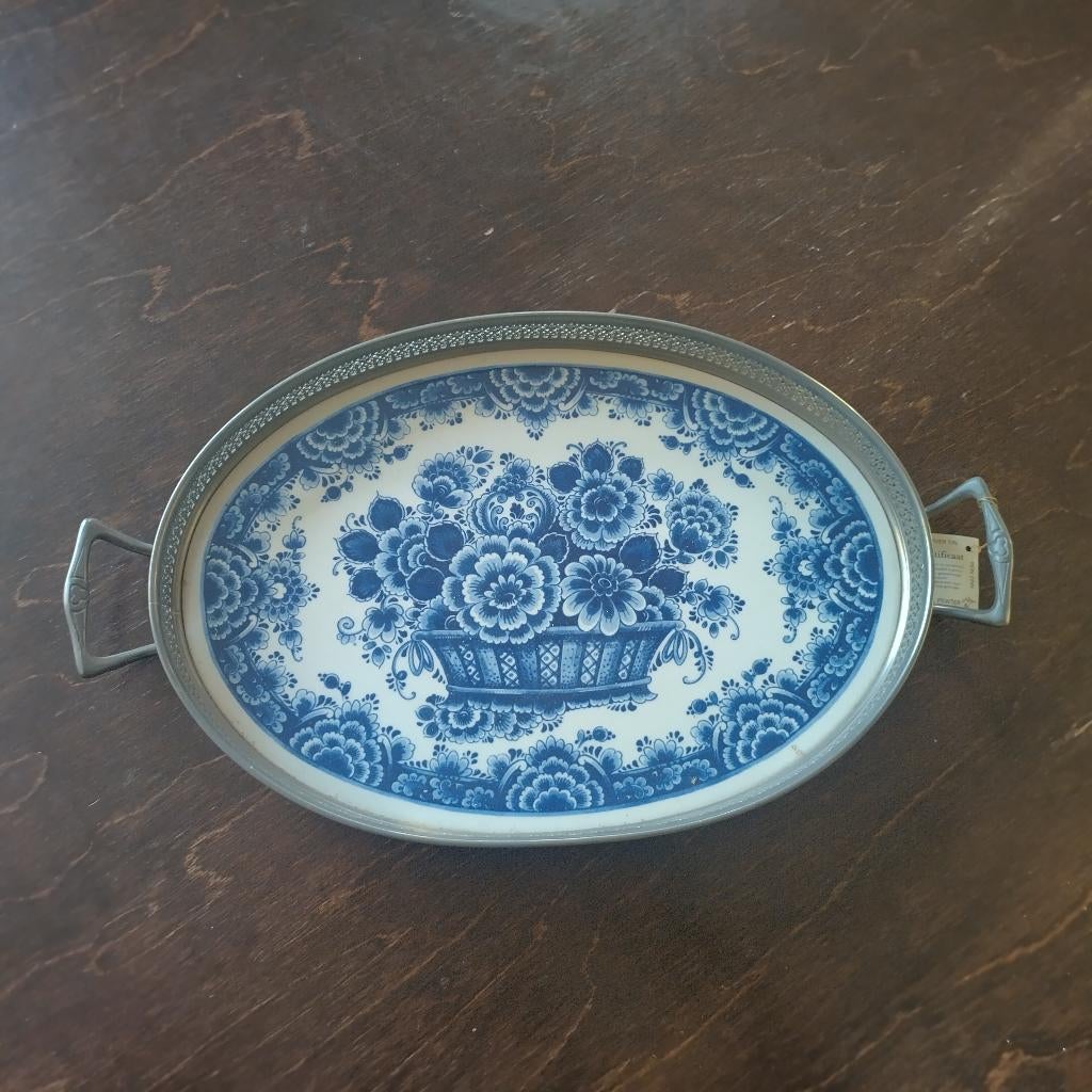 Delfts blauw tinnen dienblad, Ophalen