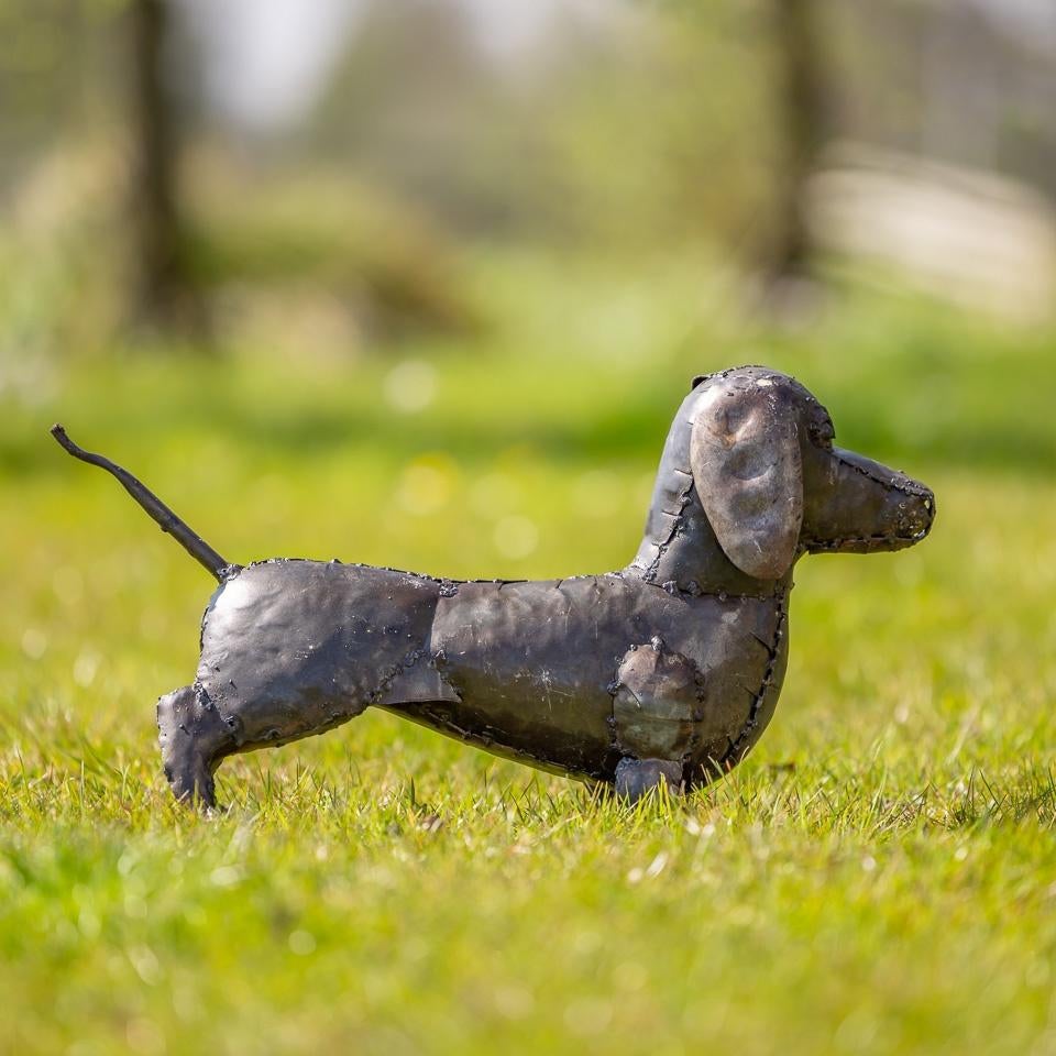 Beeld; Teckel van metaal, Ophalen of Verzenden