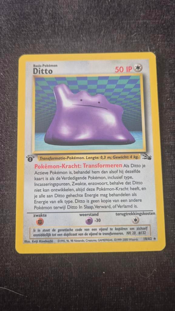 Pokémon Kaart: Ditto (Basis-Pokémon) 50 IP, Ophalen of Verzenden, Gebruikt, Losse kaart