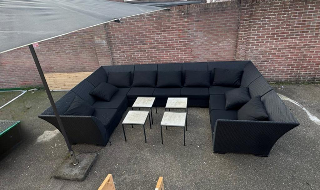 Borek tuinset incl kussen + parasol, Ophalen, Zo goed als nieuw