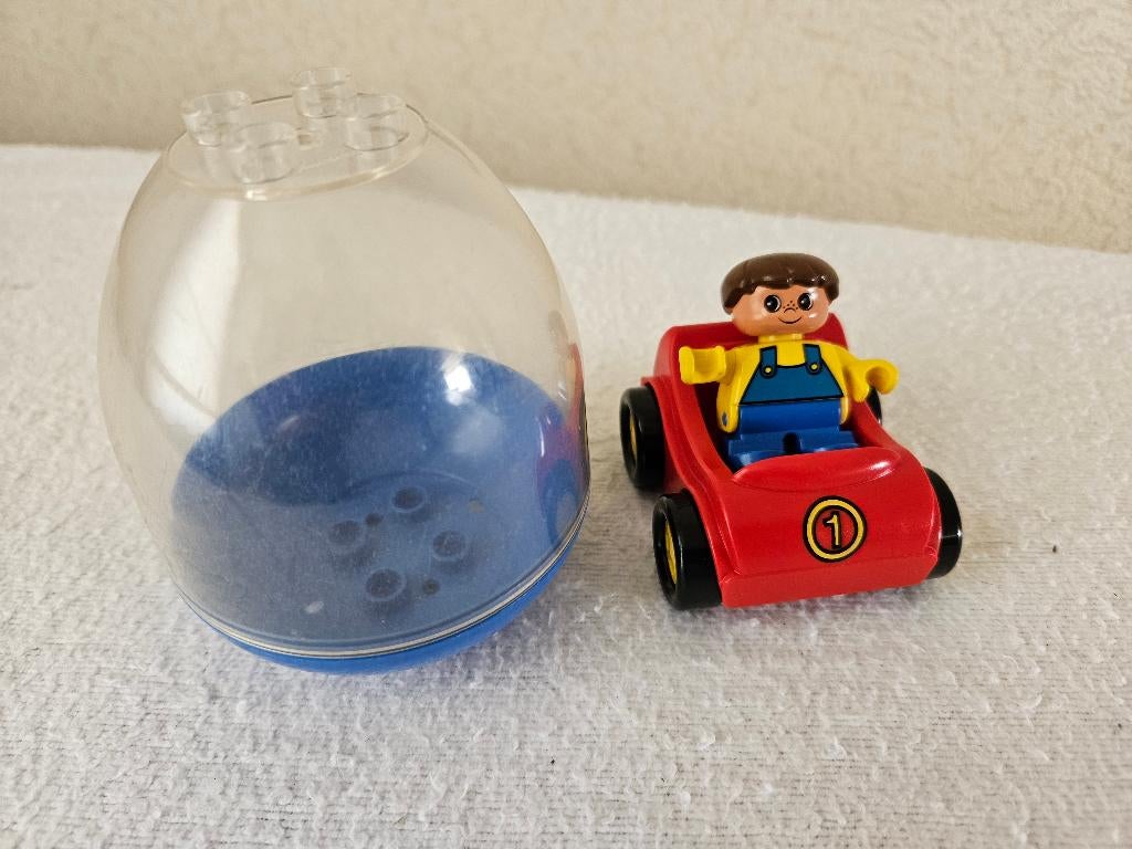 Lego Duplo  grappige race auto in Ei, Gebruikt, Ophalen of Verzenden, Complete set, Racers