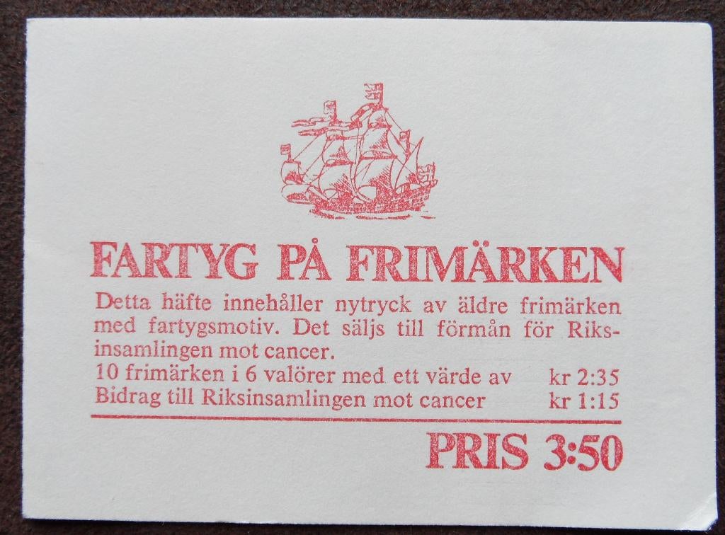 Postzegelboekje Zweden – Schepen  Rijksinzameling, Ophalen of Verzenden, Zweden, Postfris