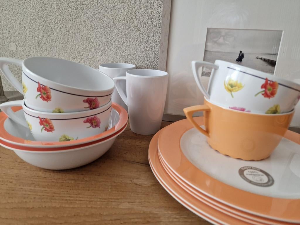 Mepal servies wave coral/ tulips Janneke Brinkman, Ophalen of Verzenden