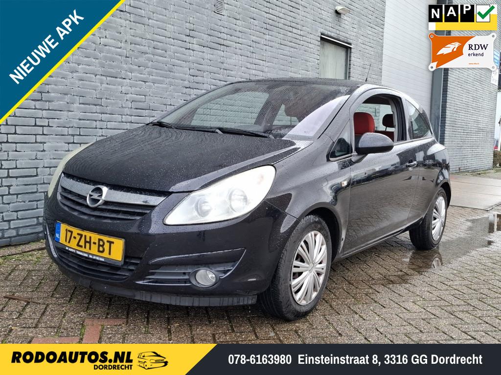 Opel Corsa 1.4-16V Enjoy 3-Drs Airco APK 02-2027 ✅, Gebruikt, 4 cilinders, Zwart, Origineel Nederlands
