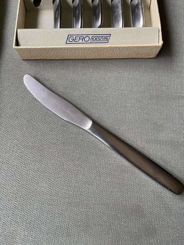 6 Gero roestvrijstalen dessertmessen in originele ve, Ophalen of Verzenden